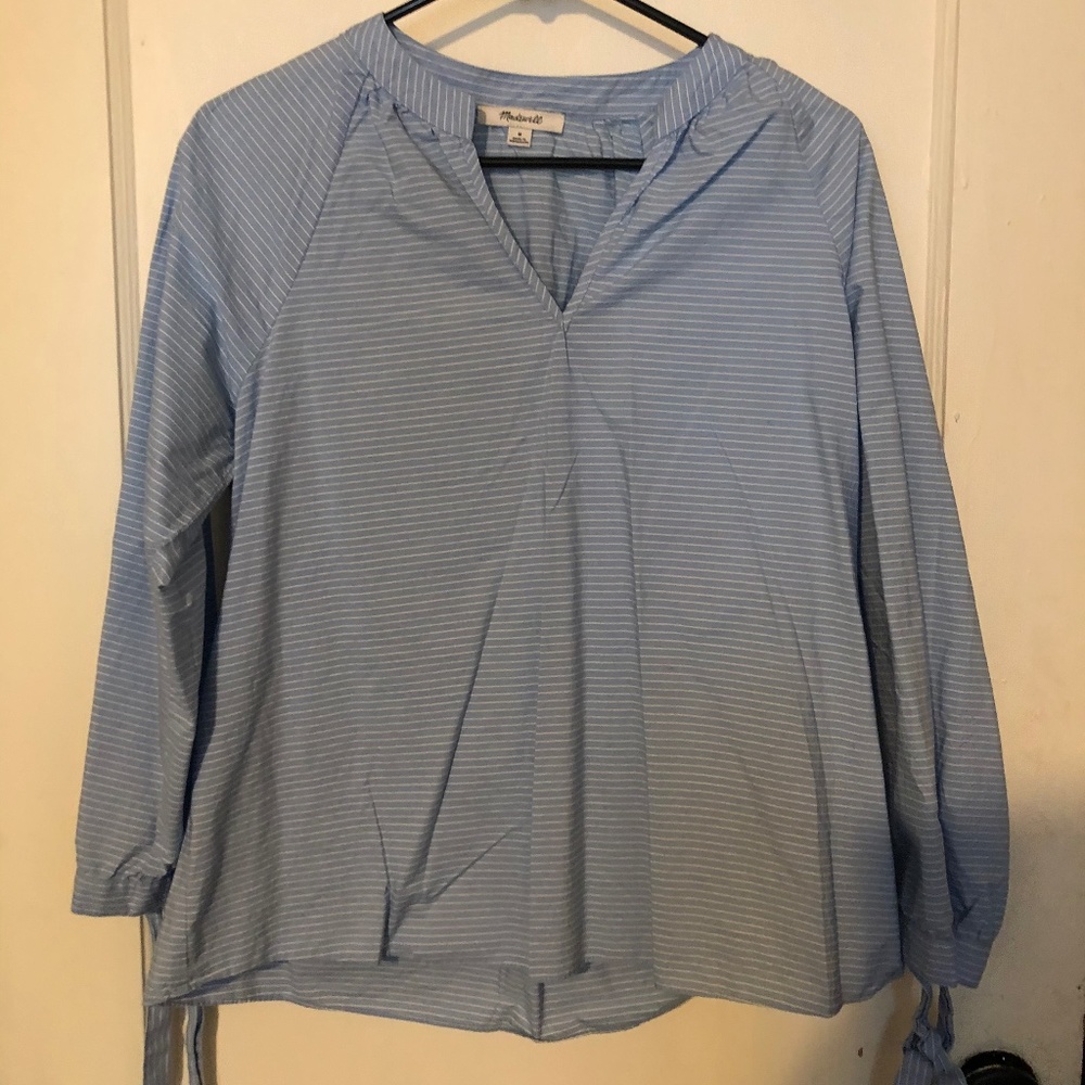 Blue and White Stripe Madewell Blouse